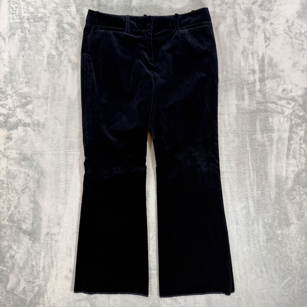 Nili Lotan Velvet Flare Pants Women's Size 2 Dark Blue Trousers Luxury